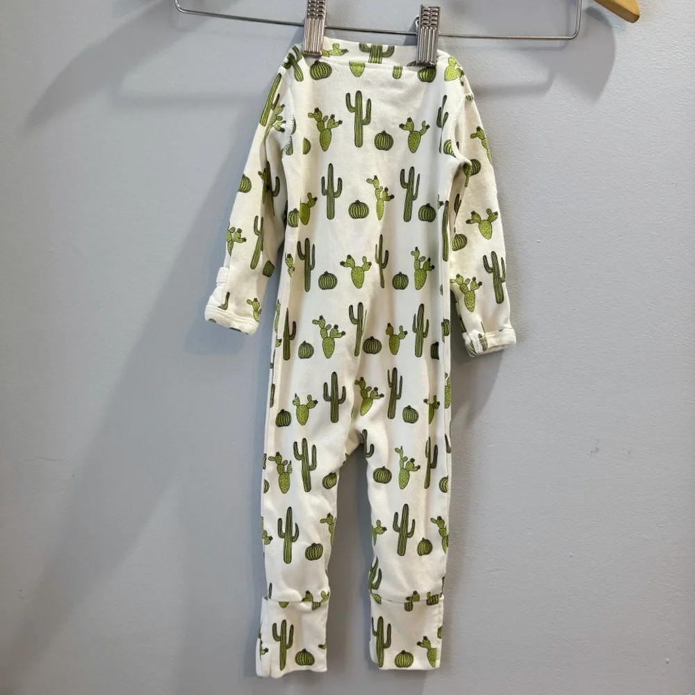 Monica + Andy Organic Cotton One Piece Zip Up Coverall Cactus Print 3-6 Months